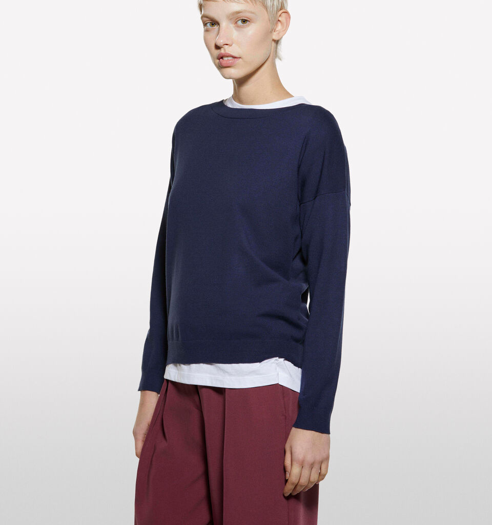 Marineblauer Pullover mit U-Boot-Ausschnitt - pullover u-bootausschnitt für damen - Dunkelblau | Sisley image number 3